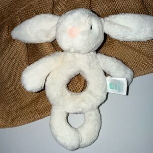 Baby Jellycat bashful bunny ring rattle, Easter white EUC 7”